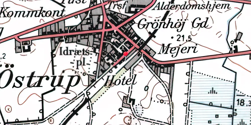 Historisk kort over Østrup Station