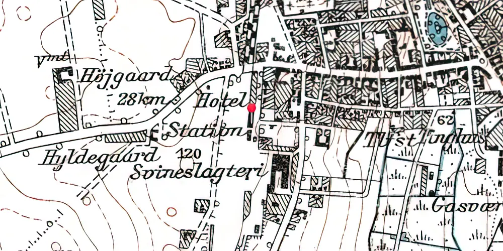 Historisk kort over Aars Station