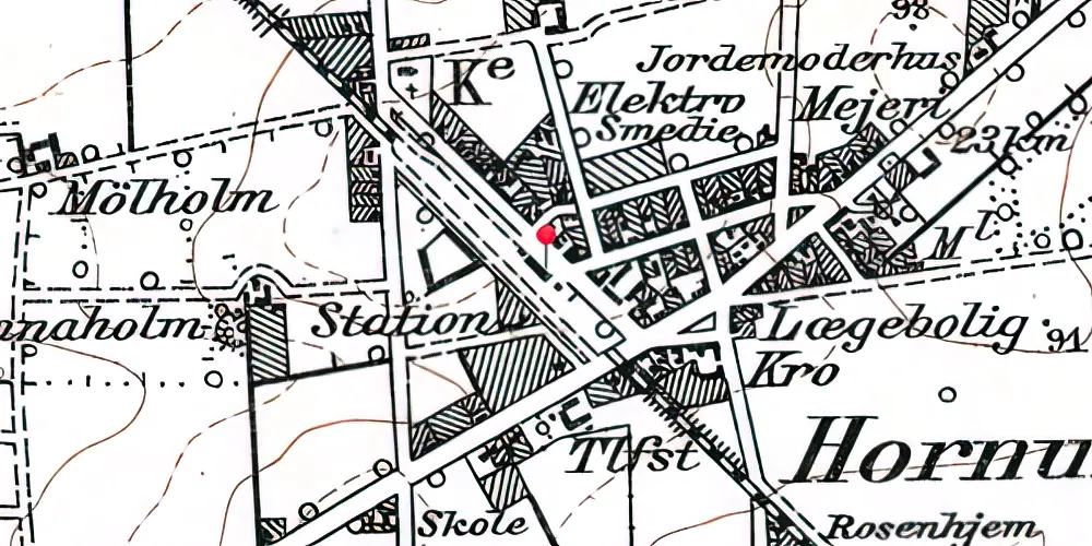 Historisk kort over Hornum Station