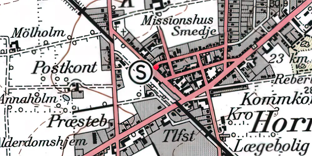 Historisk kort over Hornum Station 