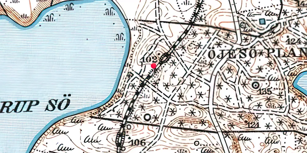 Historisk kort over Øjesø Trinbræt