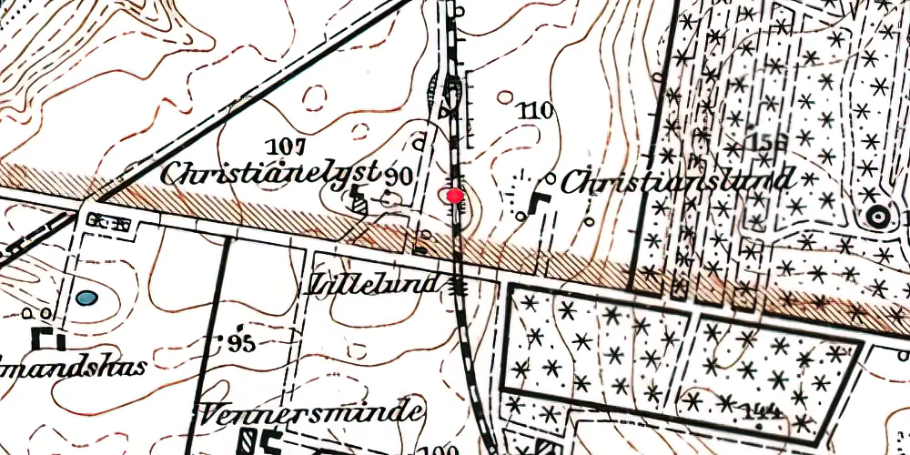 Historisk kort over Margrethelund Trinbræt 