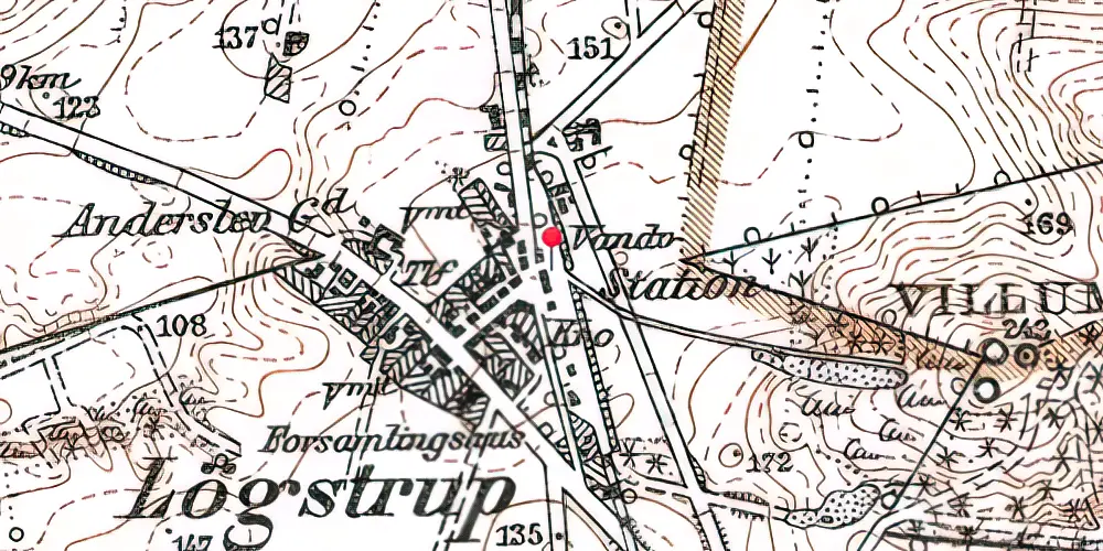 Historisk kort over Løgstrup Station 