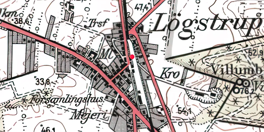 Historisk kort over Løgstrup Station