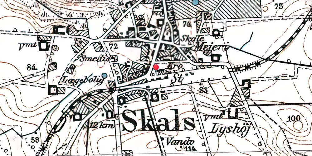 Historisk kort over Skals Station