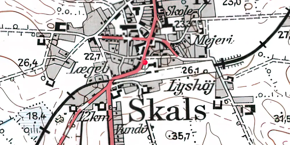 Historisk kort over Skals Station 