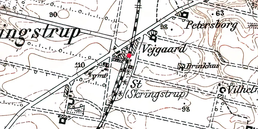 Historisk kort over Skringstrup Billetsalgssted