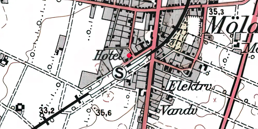 Historisk kort over Møldrup Station
