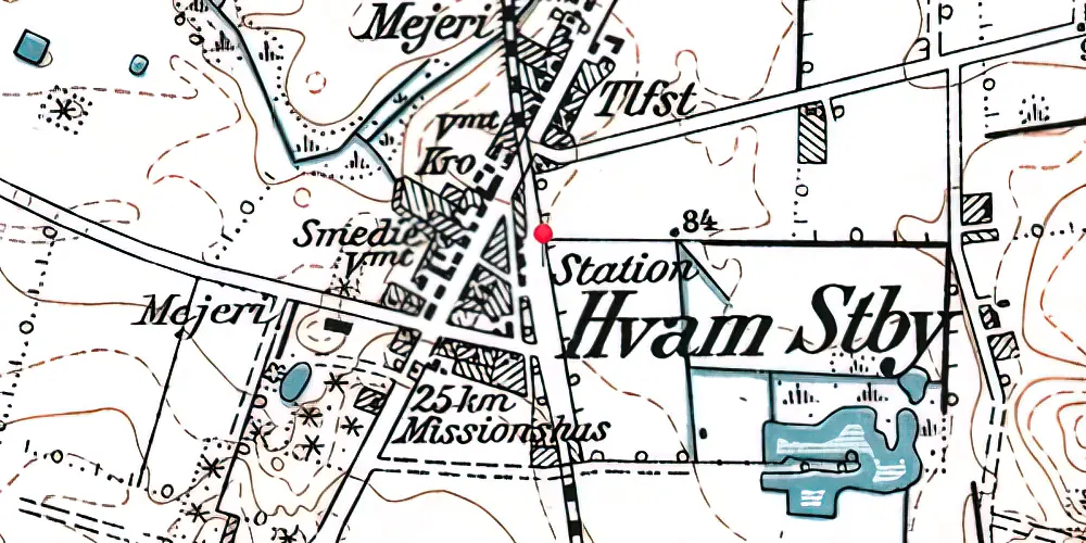 Historisk kort over Hvam Station