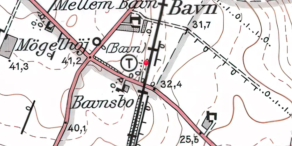 Historisk kort over Baun Trinbræt