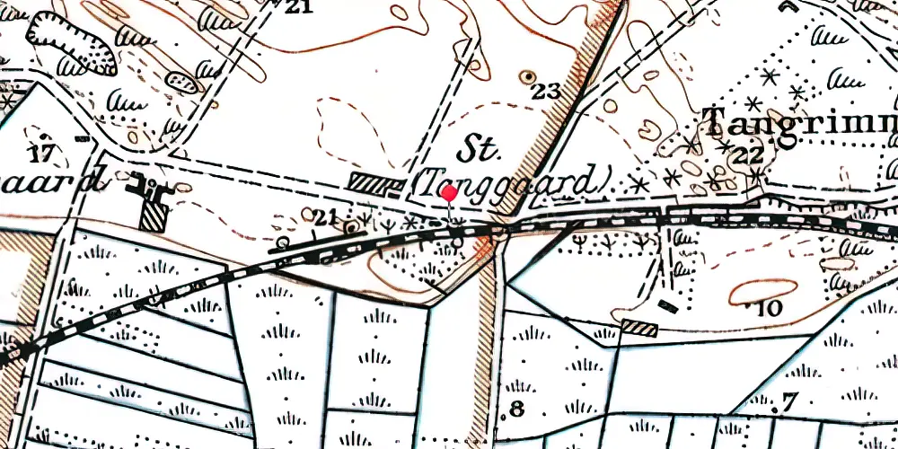 Historisk kort over Tanggaard Trinbræt