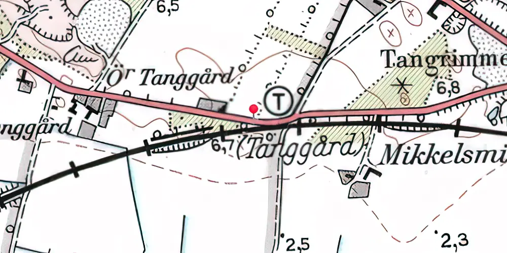 Historisk kort over Tanggaard Trinbræt 