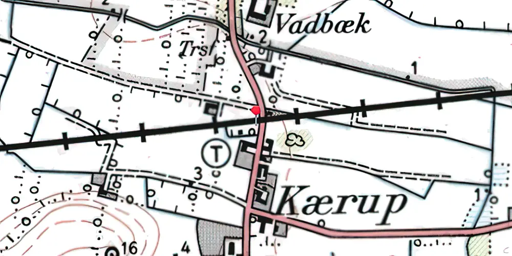 Historisk kort over Kærup Trinbræt