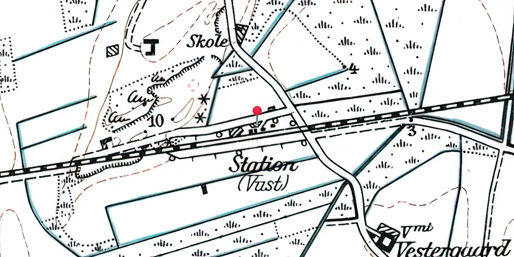 Historisk kort over Vust Station