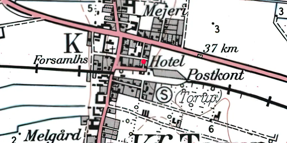 Historisk kort over Thorup Station