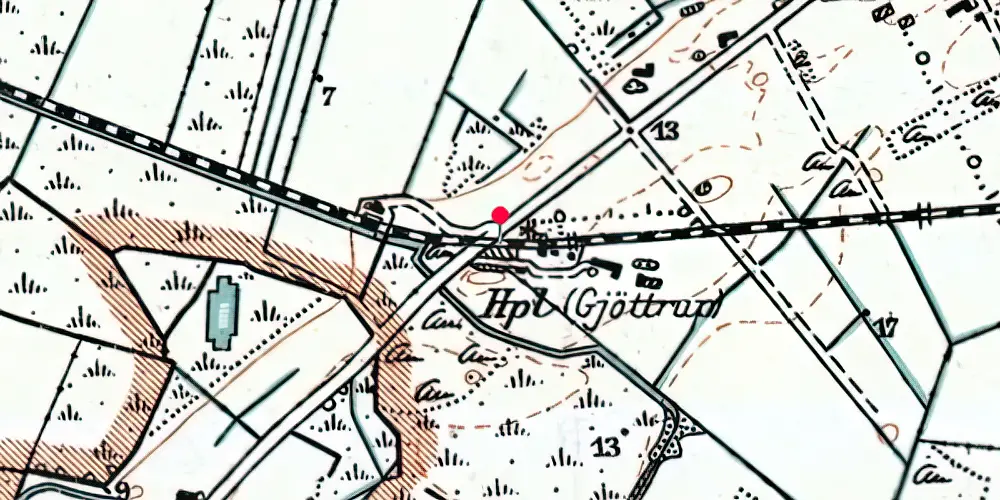 Historisk kort over Gøttrup Trinbræt