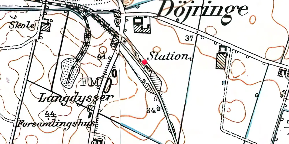 Historisk kort over Døjringe Station