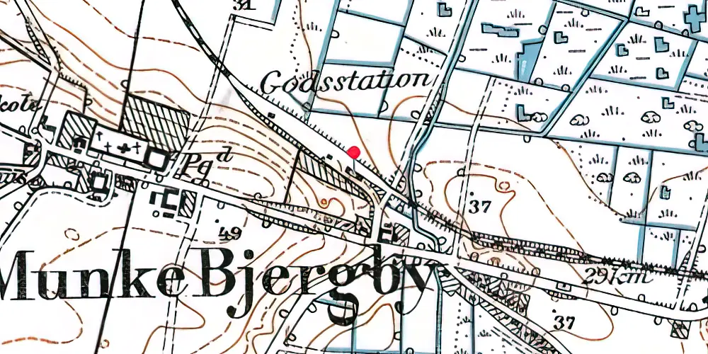 Historisk kort over Munke Bjergby Station