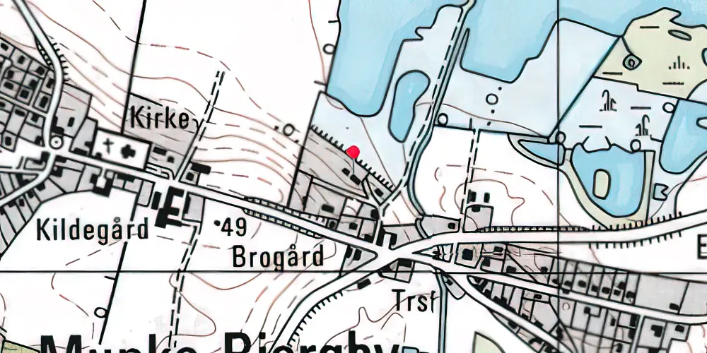 Historisk kort over Munke Bjergby Station 
