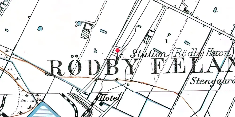 Historisk kort over Rødbyhavn Station