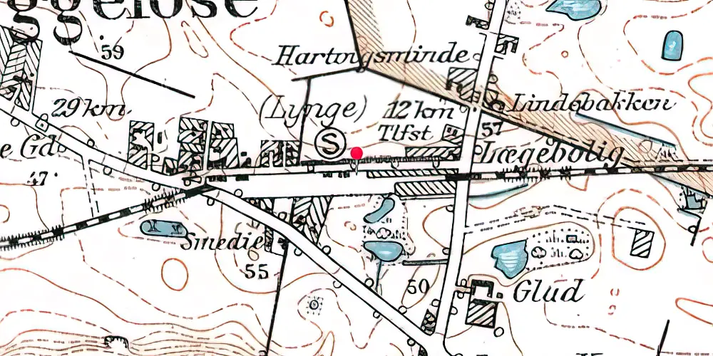 Historisk kort over Lynge Station