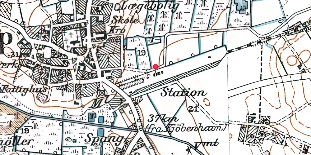 Historisk kort over Slangerup Station
