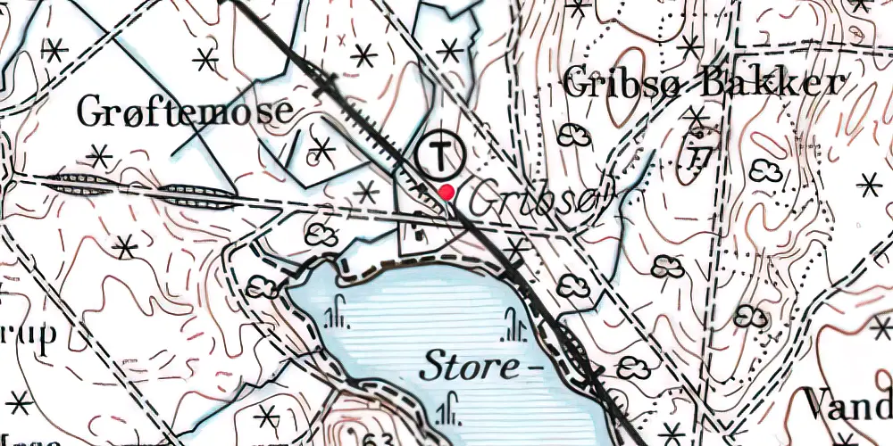 Historisk kort over Gribsø Trinbræt