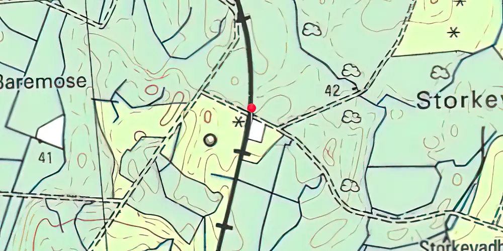 Historisk kort over Storkevad Trinbræt med Sidespor