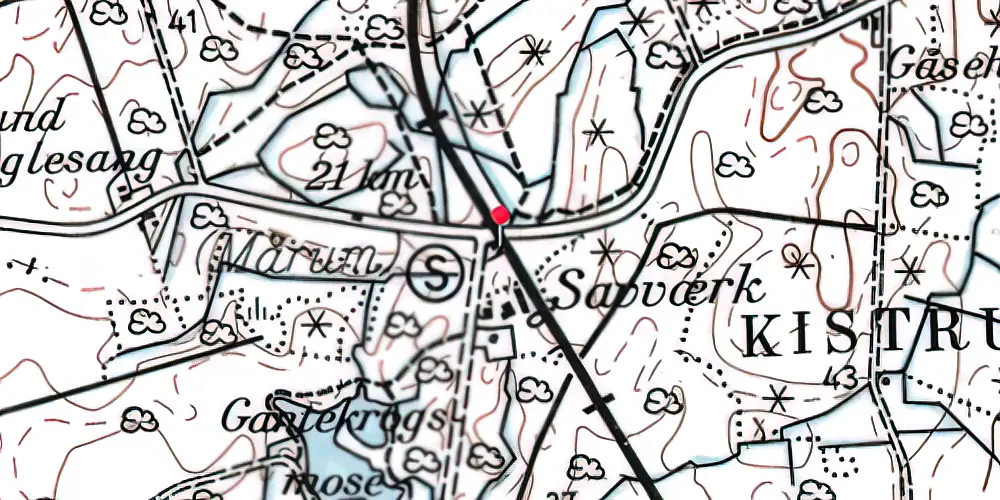 Historisk kort over Mårum Station