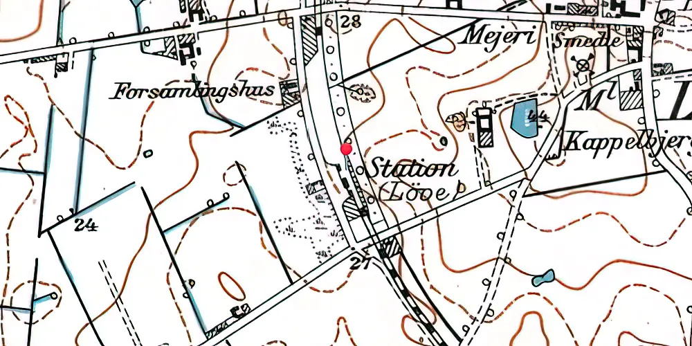 Historisk kort over Løve Station