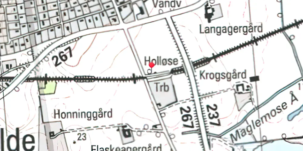Historisk kort over Holløse Trinbræt 