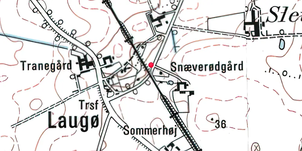 Historisk kort over Laugø Trinbræt 