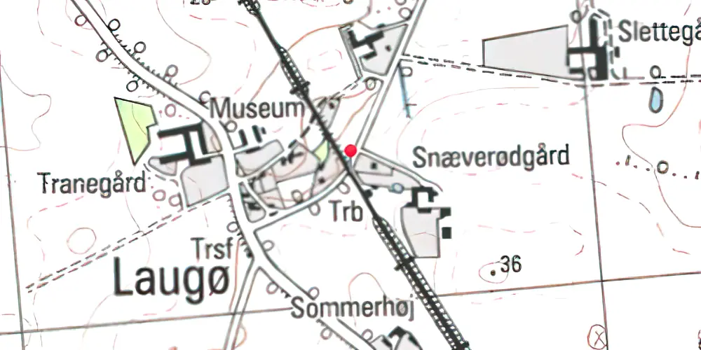 Historisk kort over Laugø Trinbræt 