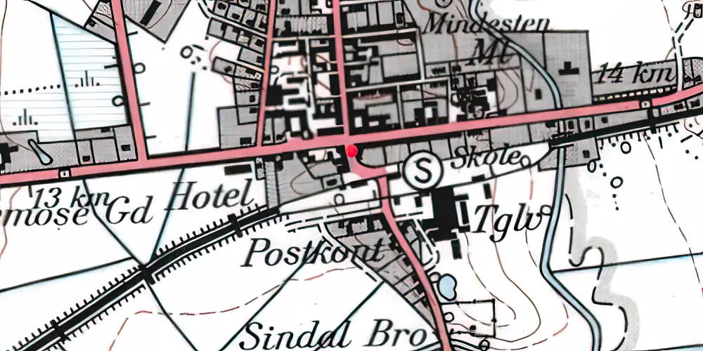 Historisk kort over Sindal Station