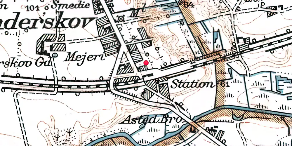Historisk kort over Sønderskov Station