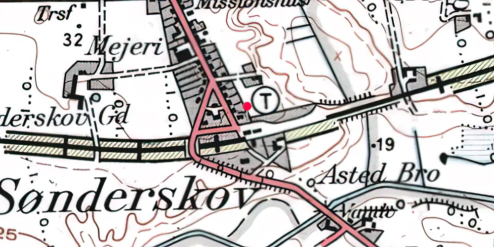 Historisk kort over Sønderskov Station