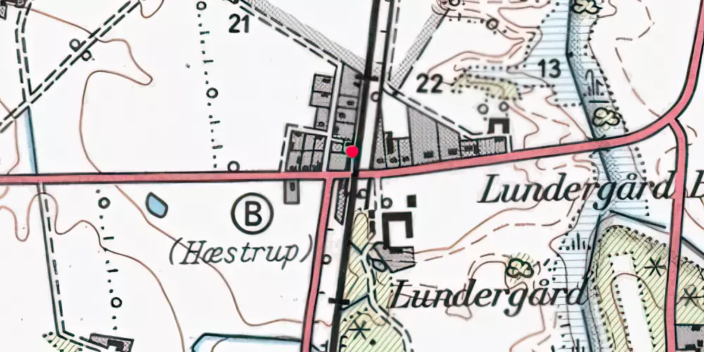Historisk kort over Hæstrup Trinbræt