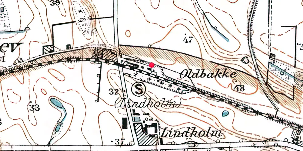 Historisk kort over Lindholm (Slangerupbanen) Station