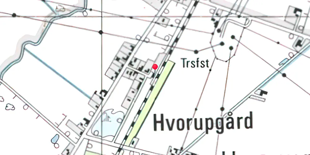 Historisk kort over Hvorupgård Holdeplads med sidespor 