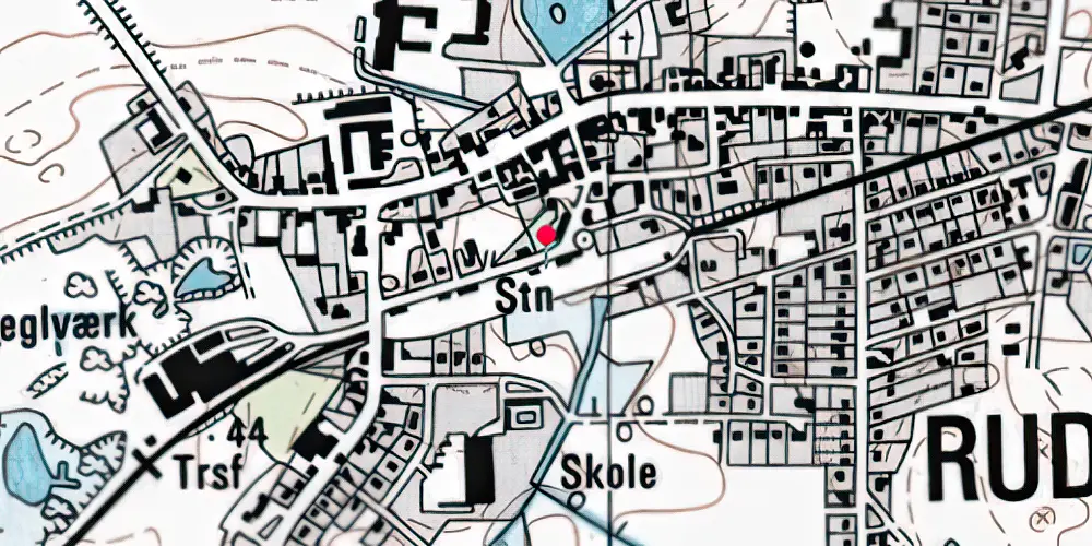 Historisk kort over Ruds Vedby Station 