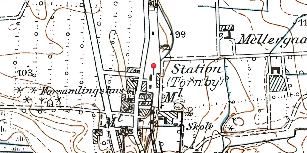 Historisk kort over Tornby Station