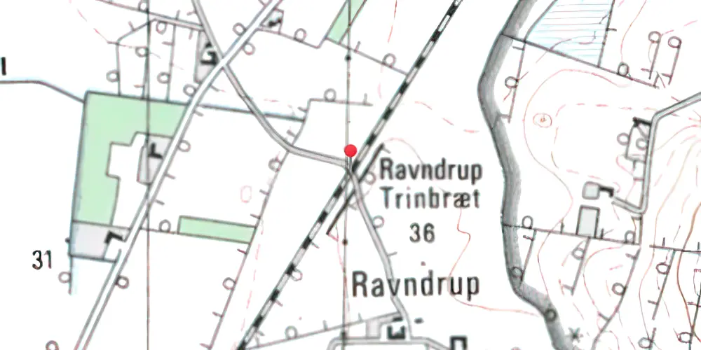 Historisk kort over Raundrup Trinbræt 