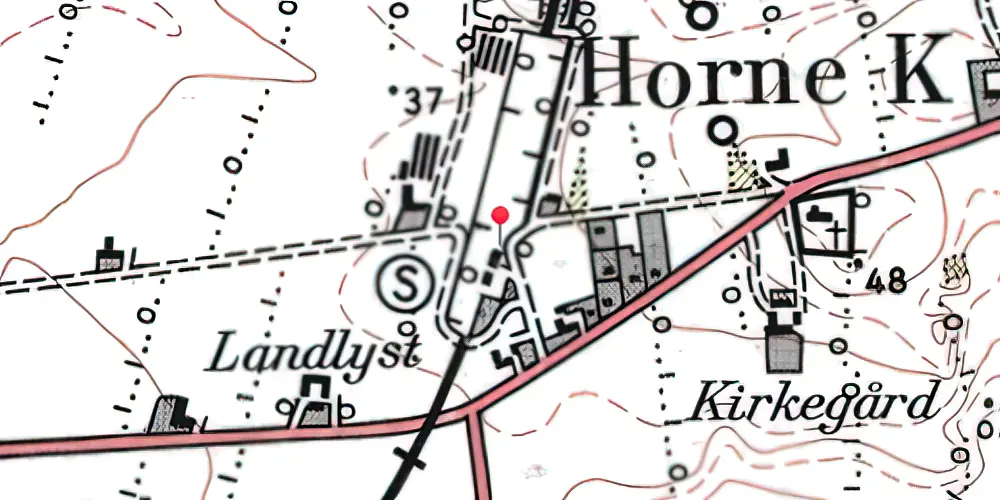 Historisk kort over Horne Station 