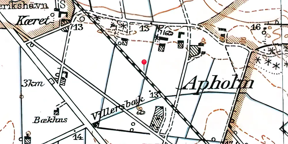 Historisk kort over Apholmen Trinbræt 