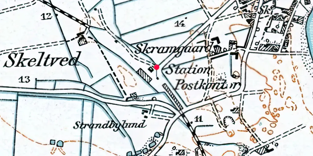 Historisk kort over Strandby Station