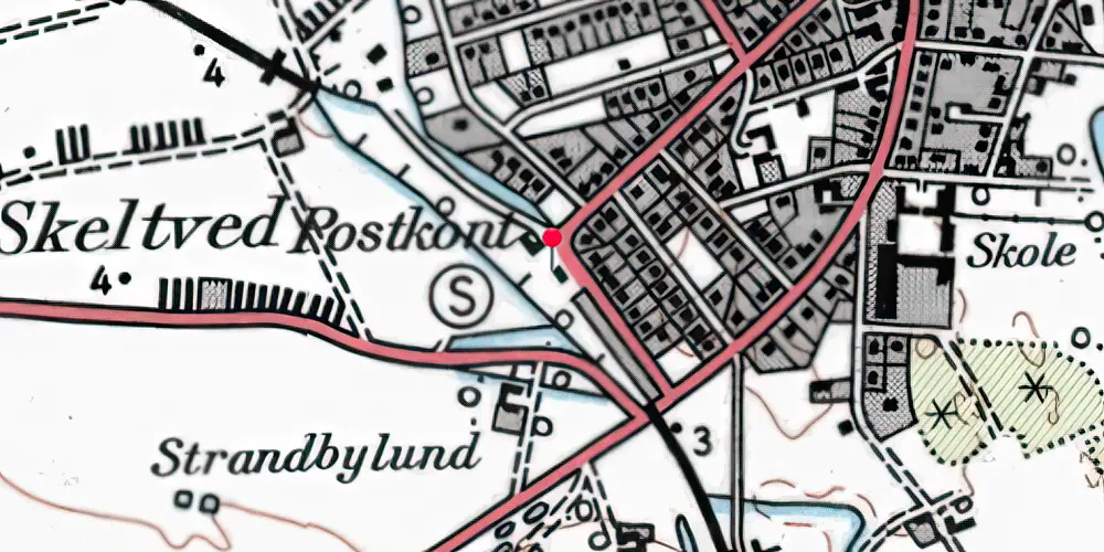 Historisk kort over Strandby Station 