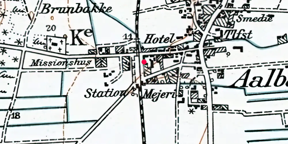 Historisk kort over Ålbæk Station 