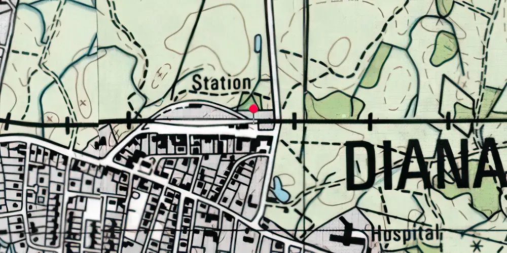 Historisk kort over Dianalund Station 