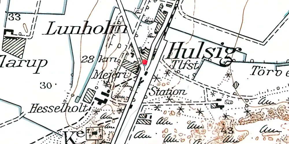 Historisk kort over Hulsig Station [1890-1967]