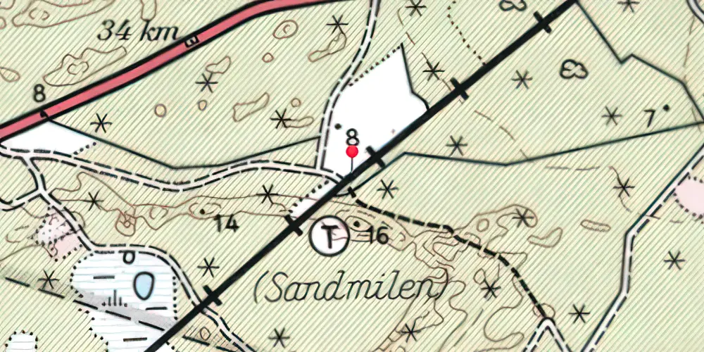 Historisk kort over Sandmilen Trinbræt 